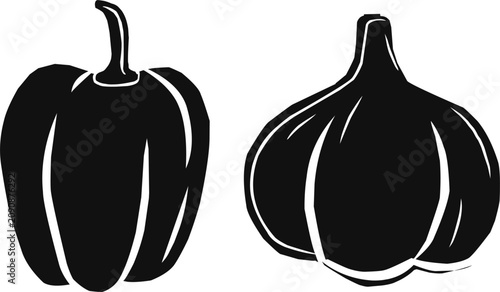 Garlic and Bell Pepper Silhouette