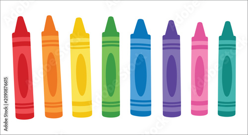 Obraz na płótnie Colorful crayons arranged in a row vector illustration on a white background wax