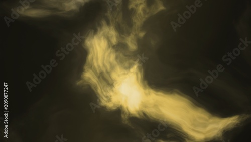 Abstract Swirling Yellow and Dark Smoke or Clouds