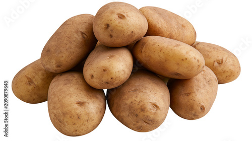 Valokuva Pile of fresh russet potatoes, isolated on transparent background