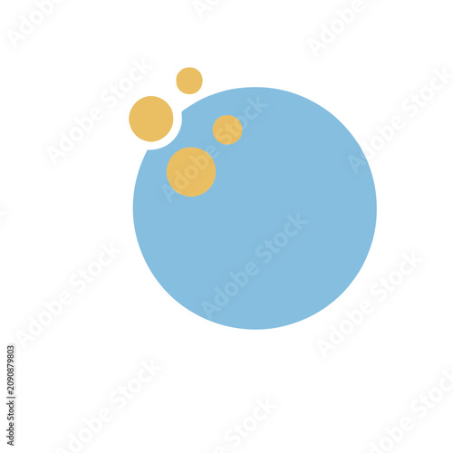 Blue circle with yellow dots and white outline