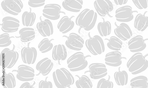 Bell Pepper Seamless Pattern. Pepper Background. Chili with Hand Drawn Doodle Vector Illustration
