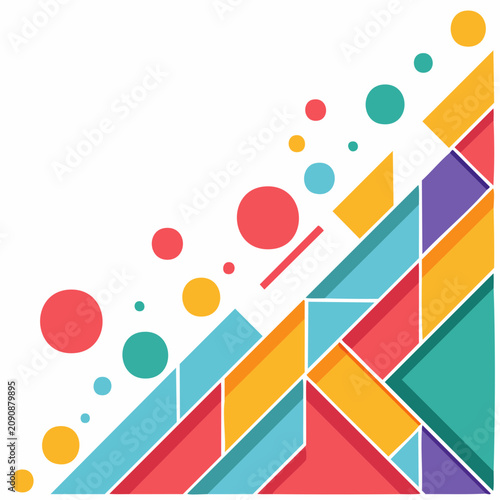 Colorful Geometric Abstract Background with Circles and Triangles