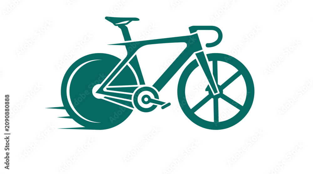 Fototapeta premium Teal bicycle icon on white background.