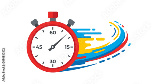 Schilderij op canvas Stopwatch with colorful motion blur background.