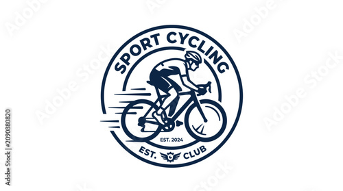 Canvastavla Cycling sport logo with bicycle rider.