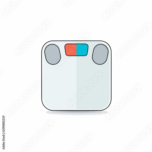 Weight scale flat vector illustration. Bathroom scale icon with outline. Weight loss, dieting and health measurement concept isolated on white background