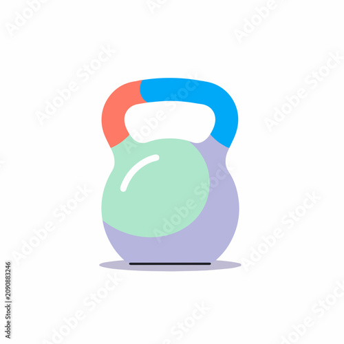 Colorful kettlebell fitness equipment. Abstract color block design of gym weight for strength training and weight loss. Vector illustration