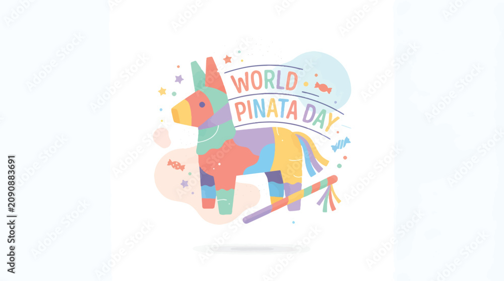 Obraz premium Piata Celebration for World Pinata Day with Colorful Donkey and Sweets