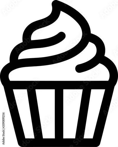 Quadro em tela Simple Outline Icon of a Cupcake with Swirled Frosting