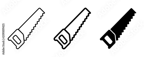 Canvastavla Hand Saw Icons Set, Simple Black and White Vector Graphics for DIY and Construct