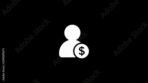 Account monetization user profile finance earnings white icon animation