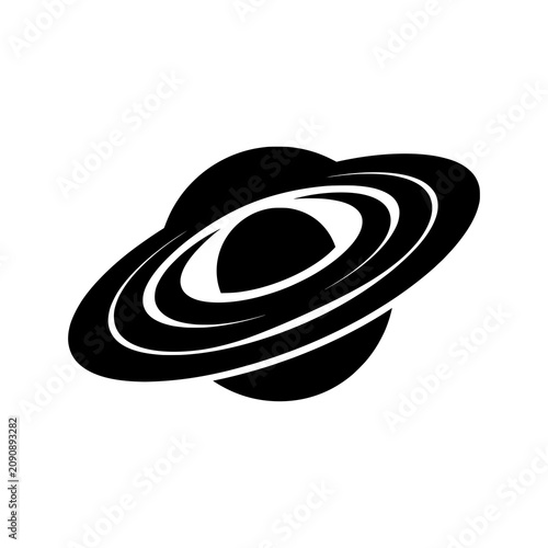Black Hole icon featuring a cosmic singularity surrounded by a swirling accretion disk. Premium black and white vector illustration representing astronomy, astrophysics, deep space exploration, gravit