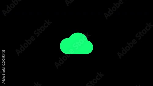 Cloud backup online database hosting green icon animation