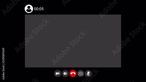 Video Call Overlay Background Effect, Video call screen display template on transparent background, video call chat conferencing animation , conference call recording time animation for Online meeting