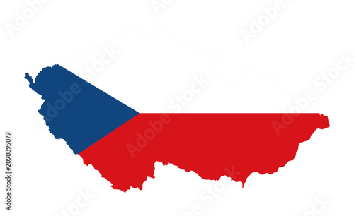 Tableau sur toile Czech Republic Flag Map Silhouette - Czech Country Outline with National Flag