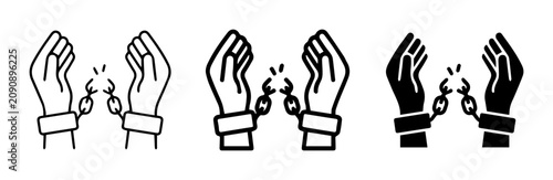 фотографія Freedom Symbol, Broken Chains, Hands Escaping Captivity, Liberation Icon Set
