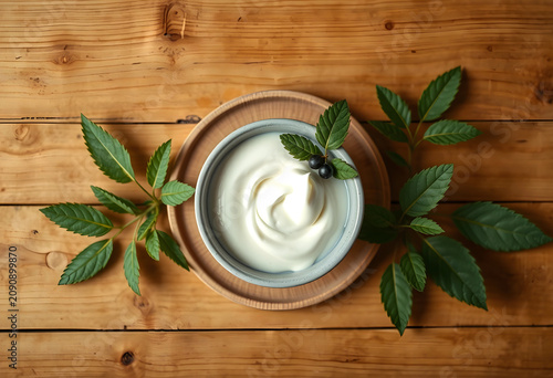 Top view of creamy yogurt i...