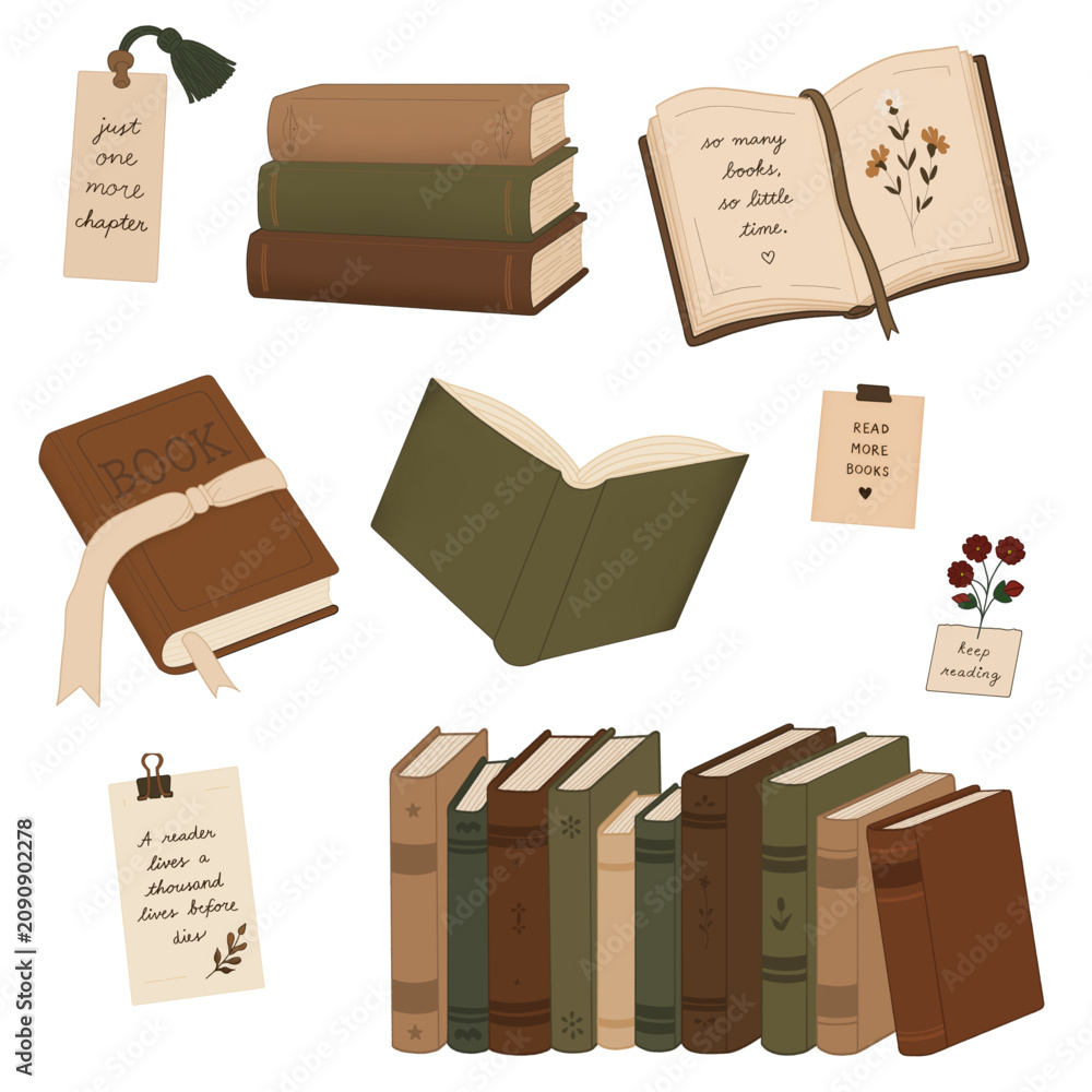 Fotografie seamless pattern bibliophile set of books