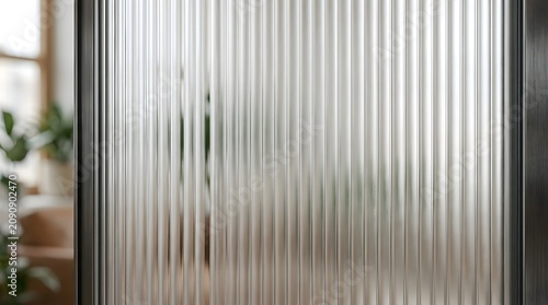 Vertical fluted glass panel texture for modern interior design background