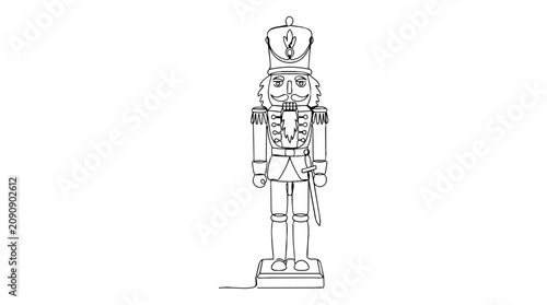 Nutcracker Soldier Line Art Illustration Vector