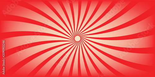Circus background and spiral retro rays vector pattern. Vintage poster of red white sun or star burst radial lines with grunge texture, circus, carnival, summer fair or chapiteau backdrop,eps.10