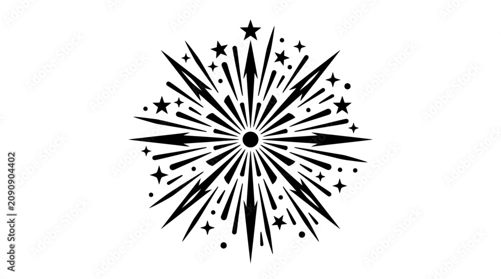 Fototapeta premium Black and white sunburst starburst vector graphic design element.