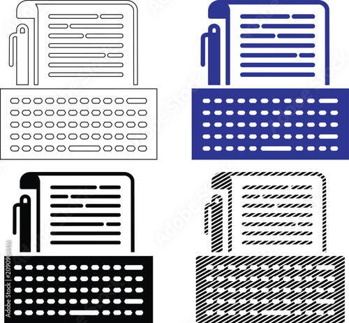 Tableau sur toile Typewriter and pen icon set for writing and journalism vector illustration art