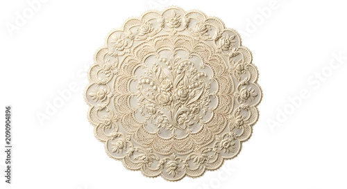 Fotografía round lace doily isolated on white