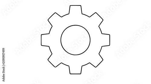 Tableau sur toile Bold gear wheel vector icon in crisp black outline, hand-traced minimalist cog w