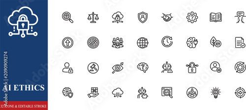 фотографія AI ethics icon set