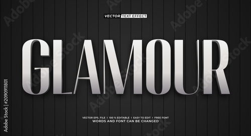 Glamour Silver 3D Editable Text Effect with Luxury Metallic Typography Style
