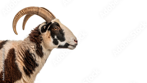 Cuadro en lienzo Live domestic shaggy brown goat farm livestock animal isolated on a transparent
