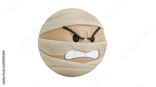 Quadro su tela Angry mummy emoji character with bandages, isolated on transparent background