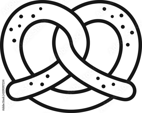 Fényképezés Simple Line Art Pretzel Icon with Salt Dots