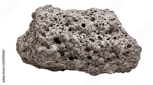Foto Porous grey volcanic rock with many holes, isolated on transparent background