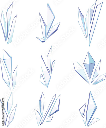 Fotografija Abstract illustration collection presenting various geometric ice shard composit