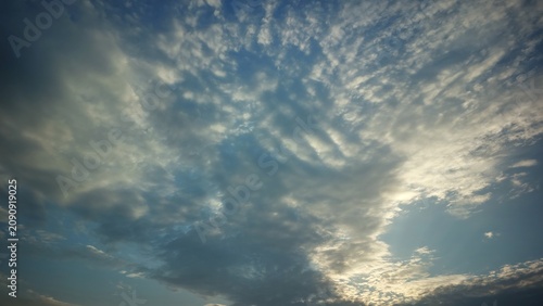 Bild auf Leinwand Beautiful blue sky with fluffy altocumulus clouds background