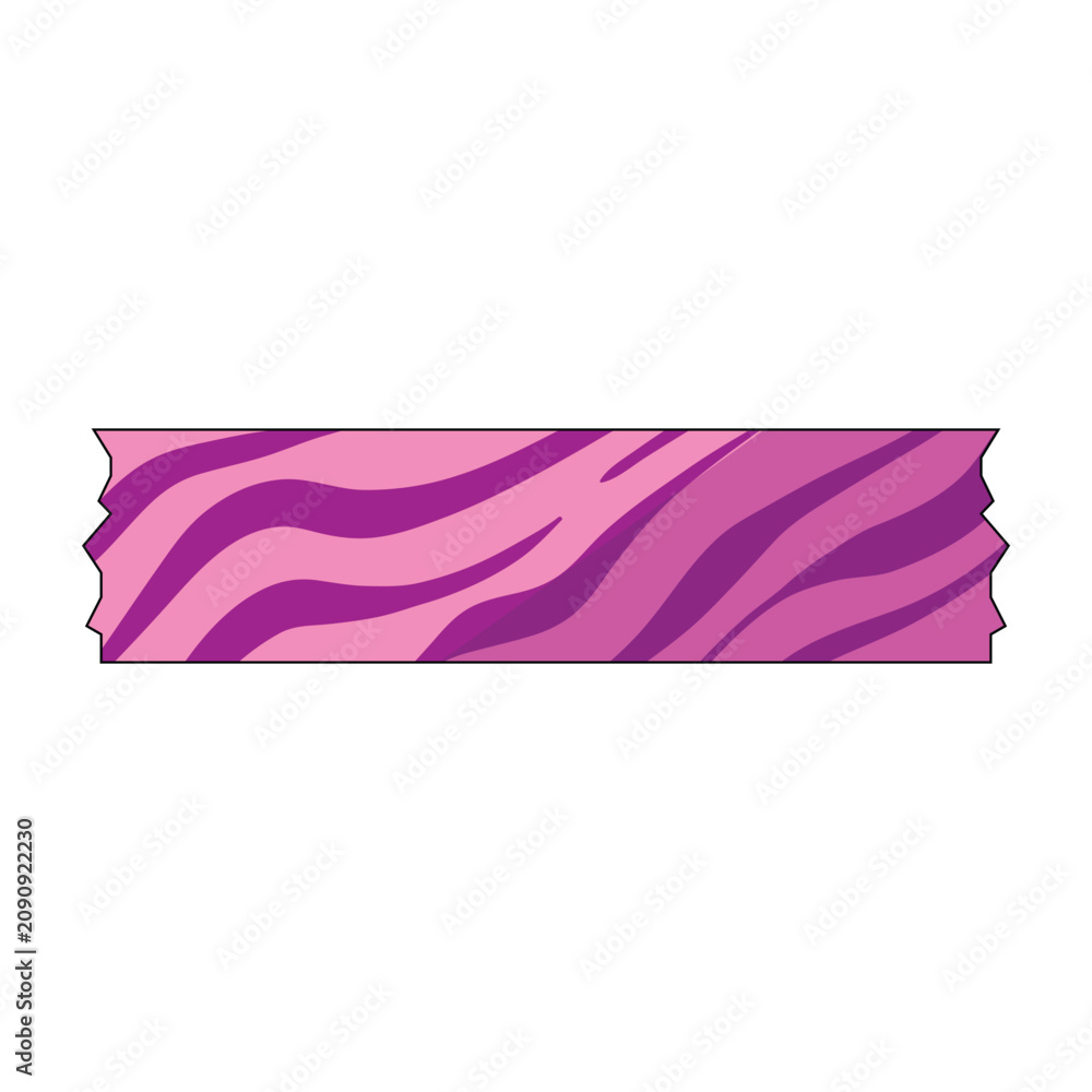 Obraz premium Pink and purple jagged strip of sticky tape with bold zebra style animal print, neon y2k vibe evoking late 90searly 2000s retro fashion, craft and design element