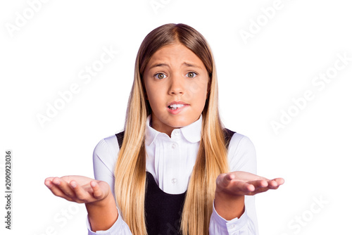Canvastavla Close-up portrait of her she nice attractive clueless nervous hesitant long-hair