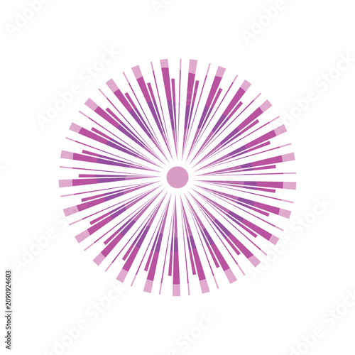 Bilde på lerret Pink and purple radial rays bursting from a central point create an abstract gra