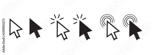 Foto Various computer mouse cursors in different states of interaction and design on