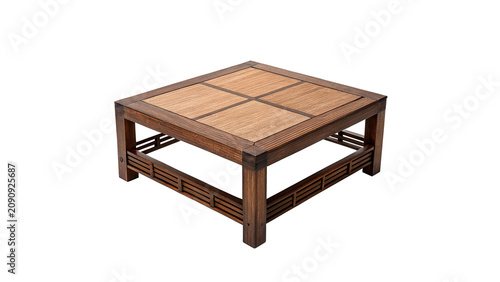 Φωτογραφία Classic dark brown square wooden coffee table furniture isolated on transparent