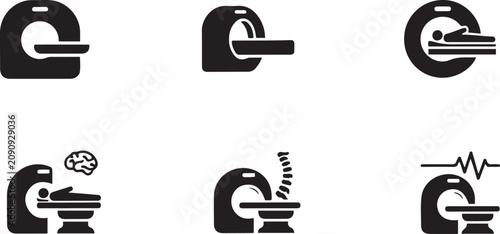 Принти на полотні Minimalist black silhouette icon set of a mri scanner