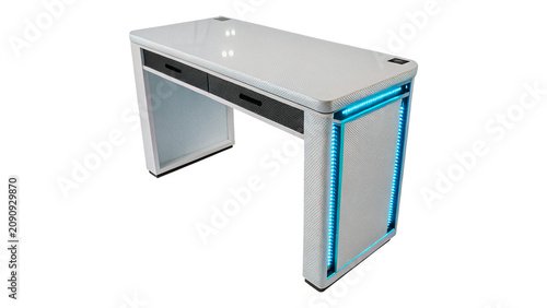 Foto Modern office desk with metallic futuristic details isolated on transparent back