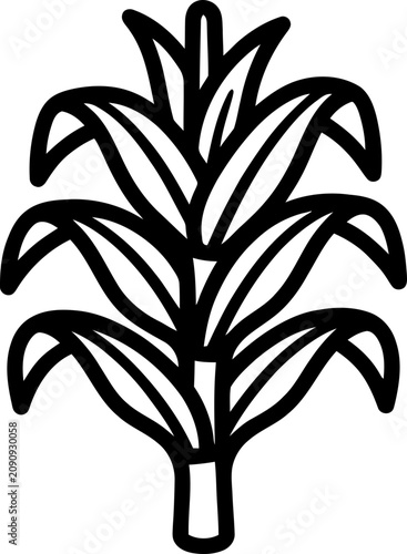 Obraz na płótnie Stylized Corn Stalk Icon - Simple Line Art Illustration of Maize Plant
