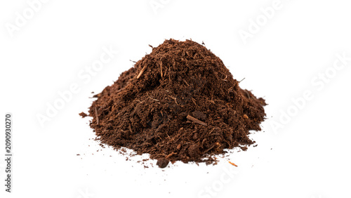 Tableau sur toile Pile of fertile dark brown organic soil compost isolated on transparent backgrou