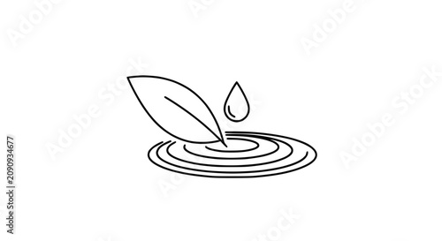 Obraz na plátně Minimalist leaf and water drop icon, nature and purity symbol