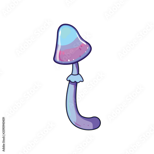 фотографія This whimsical hand drawn mushroom with a vibrant gradient cap and curved stem e
