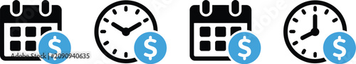 Fotografie Annuity Due icon set featuring calendar clock and dollar symbols for annual paym